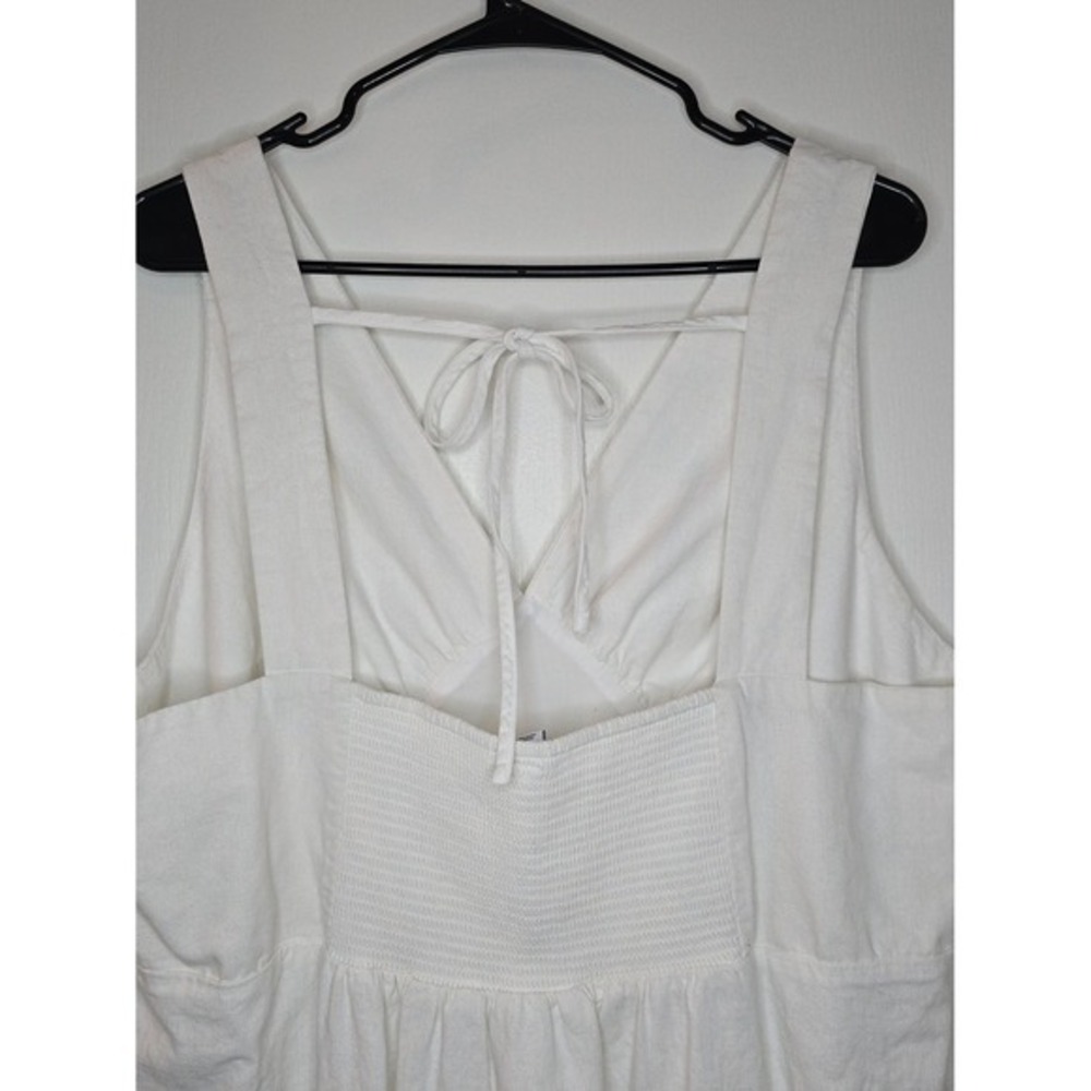 Old Navy White Linen Blend V-Neck Maxi Dress Sleeveless Smocked Back XXL - Picture 5 of 6